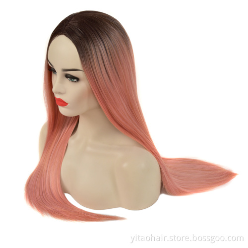 Wholesale Transparent lace wig synthetic long straight wig